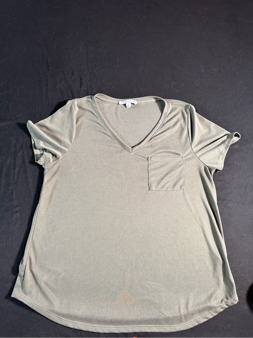 Gray V-Neck Short Sleeve Pocket Tee